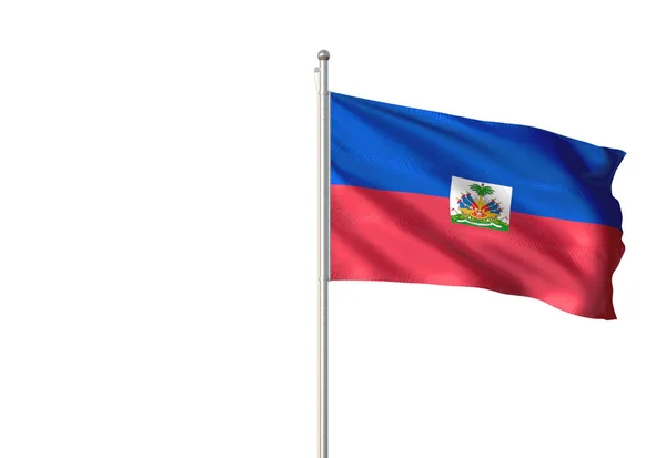 Haiti Flagga Vajande Isolerad Vit Bakgrund Realistisk Illustration — Stockfoto