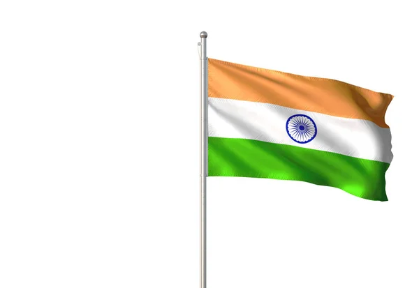 India Flag Waving Isolated White Background Realistic Illustration — Stock Photo, Image