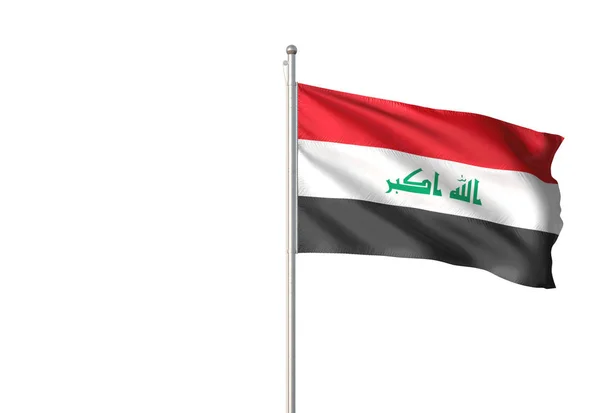 Флаг Ирака Развевается Изолированно Белом Фоне Реалистичная Иллюстрация — стоковое фото