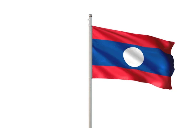 Laos Lao Pdr Flag Waving Isolated White Background Realistic Illustration — Stock Photo, Image