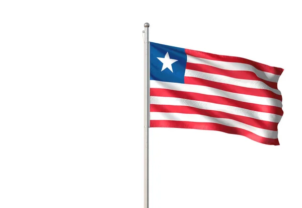 Liberia Flagga Vajande Isolerad Vit Bakgrund Realistisk Illustration — Stockfoto