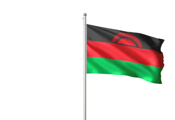 Malawi Flag Waving Isolated White Background Realistic Illustration — Stock Photo, Image