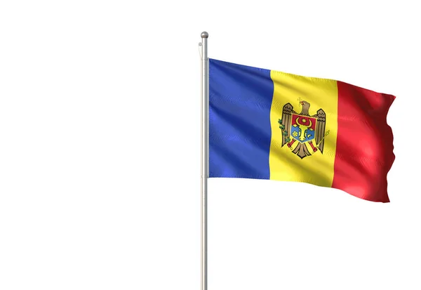 Δημοκρατία Της Μολδαβίας Σημαία Κυματίζει Απομονώνονται Λευκό Φόντο Ρεαλιστική Απεικόνιση — Φωτογραφία Αρχείου