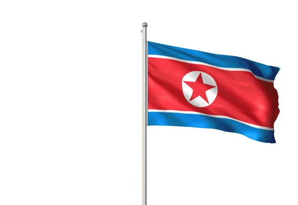 Bandera Corea Del Norte Ondeando Aislada Sobre Fondo Blanco Ilustración —  Fotos de Stock