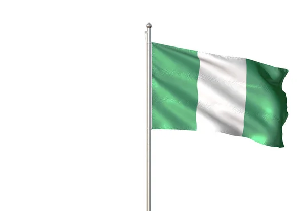 Nigeria Flag Waving Isolated White Background Realistic Illustration — Stock Photo, Image