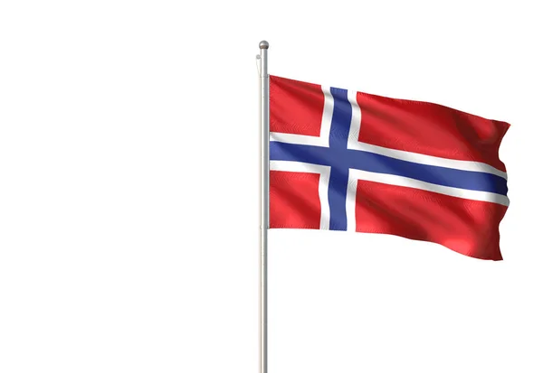 Bandera Noruega Ondeando Aislada Sobre Fondo Blanco Ilustración Realista —  Fotos de Stock