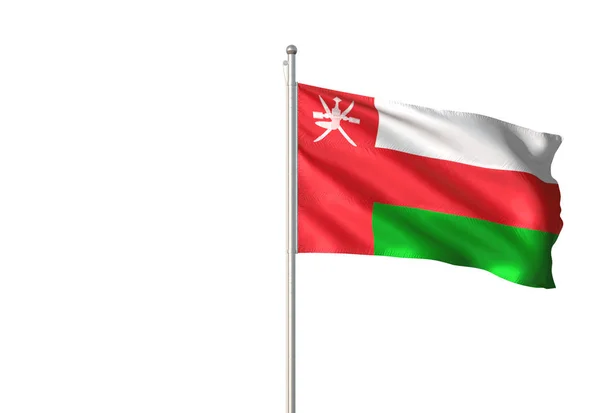 Oman Vlag Wapperend Geïsoleerd Een Witte Achtergrond Realistische Illustratie — Stockfoto