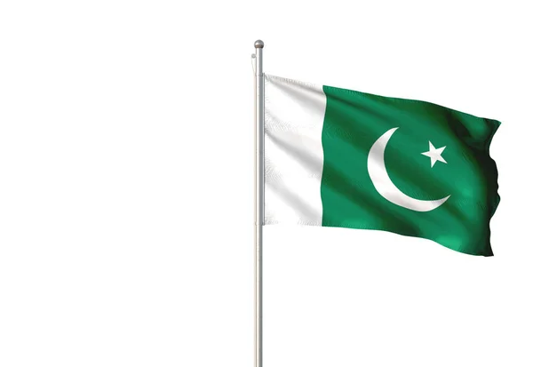 Pákistán Vlajka Mávání Izolovaných Bílém Pozadí Realistické Ilustrace — Stock fotografie