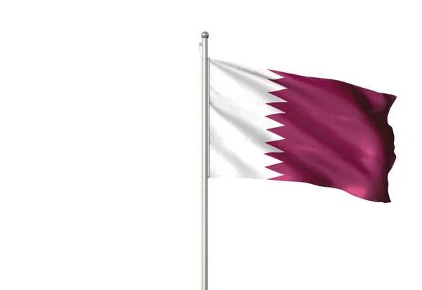 Qatar Bandiera Sventola Isolato Sfondo Bianco Realistico Illustrazione — Foto Stock
