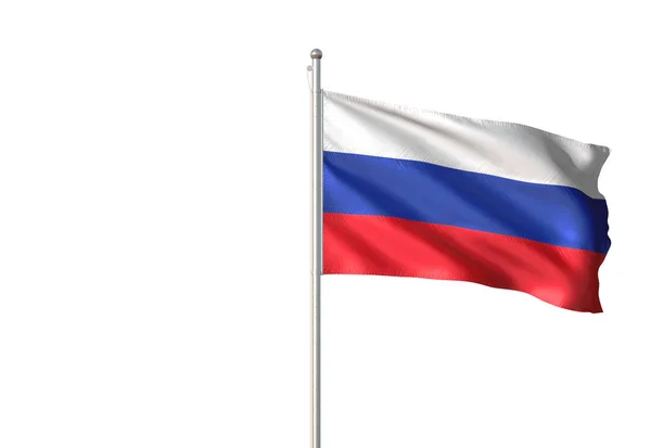 Rusland Vlag Wapperend Geïsoleerd Een Witte Achtergrond Realistische Illustratie — Stockfoto