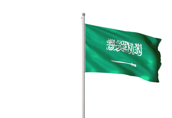 Saudi Arabische Flagge Weht Isoliert Auf Weißem Hintergrund Realistische Illustration — Stockfoto