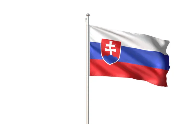 Slovakia Flag Waving Isolated White Background Realistic Illustration — Stock Photo, Image