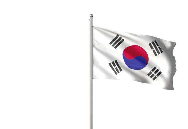 Corea Del Sud Repubblica Corea Bandiera Sventolando Isolato Sfondo Bianco — Foto Stock