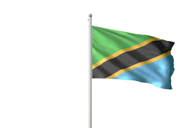 Bandera Tanzania República Unida Ondeando Aislada Sobre Fondo Blanco Ilustración —  Fotos de Stock