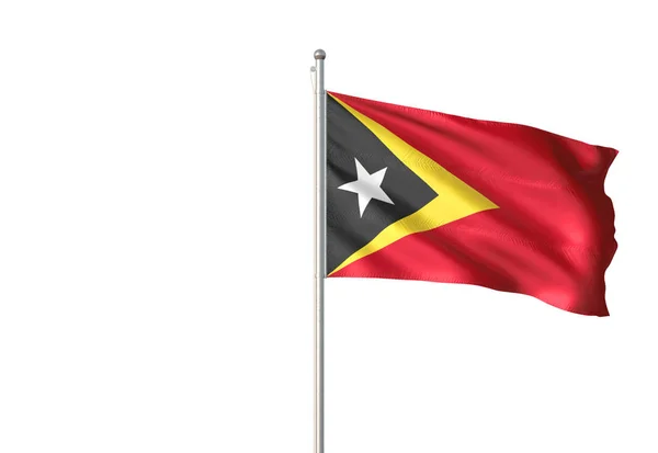 Timor Oriental Bandera Timor Oriental Ondeando Aislada Sobre Fondo Blanco —  Fotos de Stock