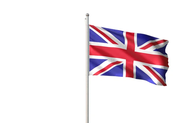Bandera Del Reino Unido Ondeando Aislada Sobre Fondo Blanco Ilustración — Foto de Stock