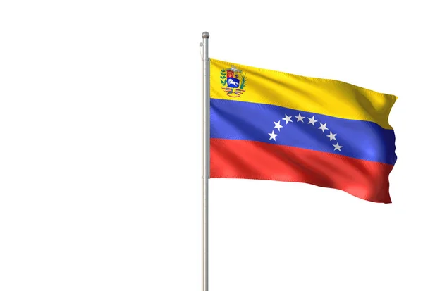 Venezuela Bolivarischen Republik Flagge Schwenken Isoliert Auf Weißem Hintergrund Realistische — Stockfoto