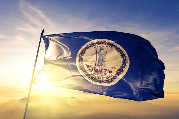 Virginia State Usa Flagga Textil Tyg Viftar Den Översta Sunrise — Stockfoto