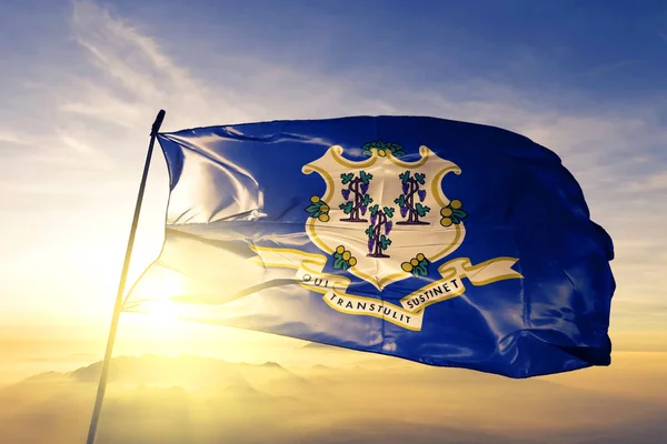 Connecticut State Stany Flaga Włókienniczych Tkaniny Tkaniny Macha Górnym Wschód — Zdjęcie stockowe