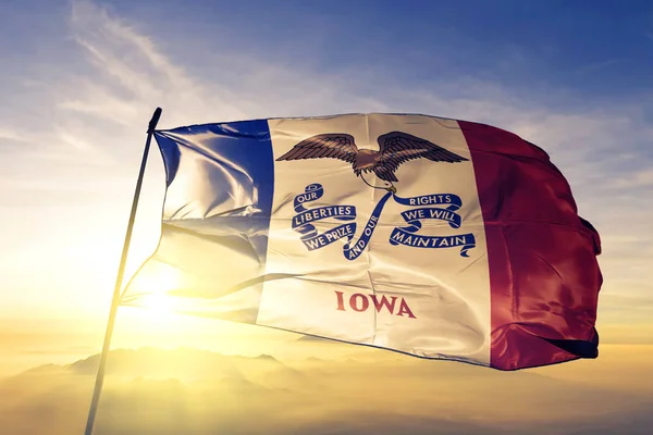 Estado Iowa Los Estados Unidos Bandera Tela Tela Ondeando Parte — Foto de Stock