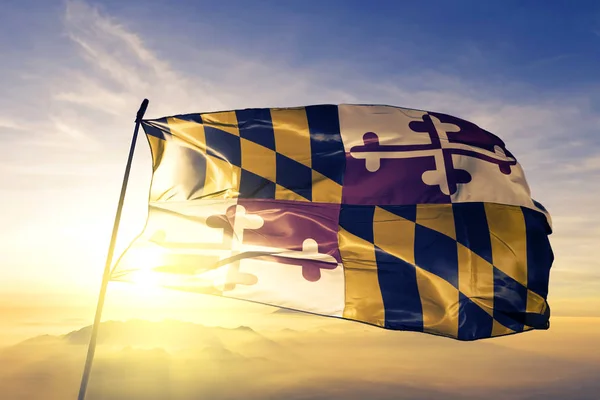 Maryland Estado Dos Estados Unidos Bandeira Tecido Têxtil Tecido Acenando — Fotografia de Stock