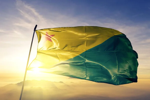 Acre Estado Brasil Bandera Tela Tela Ondeando Parte Superior Niebla — Foto de Stock