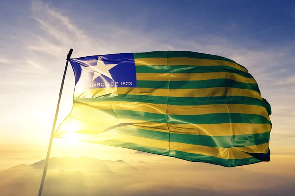 Piaui State Brasilien Flagga Textil Tyg Viftar Den Översta Sunrise — Stockfoto