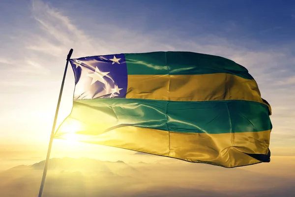 Sergipe Estado Brasil Bandera Tela Tela Ondeando Parte Superior Niebla — Foto de Stock