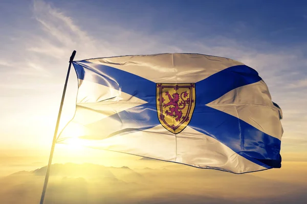 Nova Scotia Province Canada Flag Textile Cloth Fabric Waving Top — Stock Photo, Image