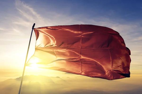 Bandera Roja Oruro Departamento Estado Bolivia Bandera Tela Textil Ondeando — Foto de Stock