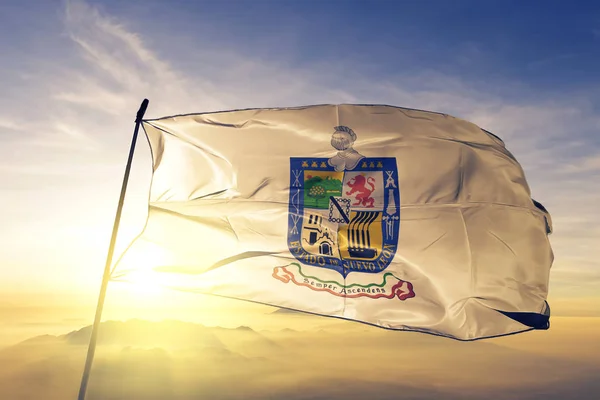 Nuevo Leon Staat Mexiko Flagge Textilstoff Stoff Weht Auf Dem — Stockfoto