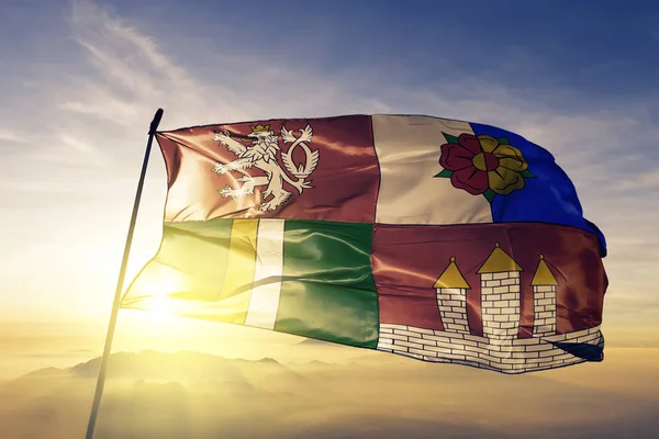 South Bohemian Regionen Tjeckien Flagga Tyg Tyg Viftar Den Översta — Stockfoto