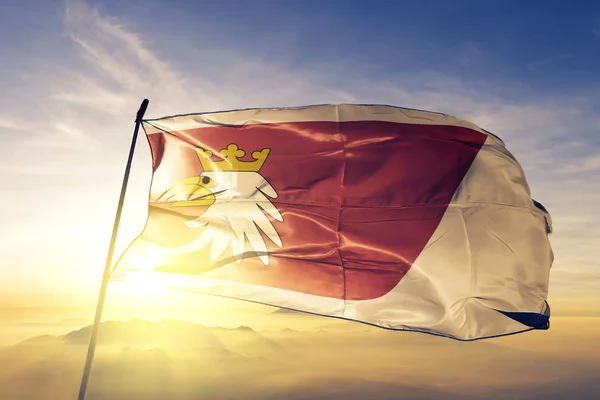 Warmian Masurian Vojvodskap Polen Provinsen Flagga Textil Tyg Viftar Den — Stockfoto