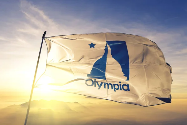 Olympia Capital Ciudad Washington Estado Estados Unidos Bandera Tela Textil — Foto de Stock