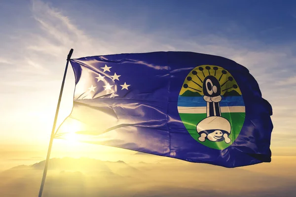 Központi Tartomány Salamon Szigetek Zászló Szövet Szövet Integetett Felső Sunrise — Stock Fotó