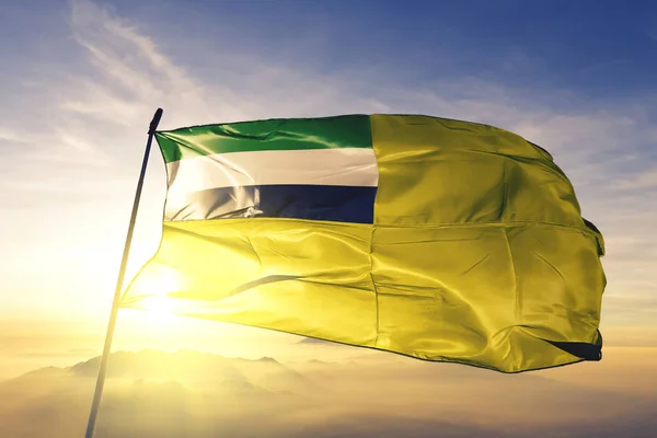 Östra Regionen Ghana Flagga Textil Tyg Viftar Den Översta Sunrise — Stockfoto