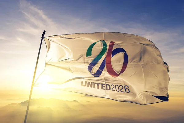 Canadá México 2026 Copa Mundial Fifa Tela Bandera Tela Ondeando — Foto de Stock