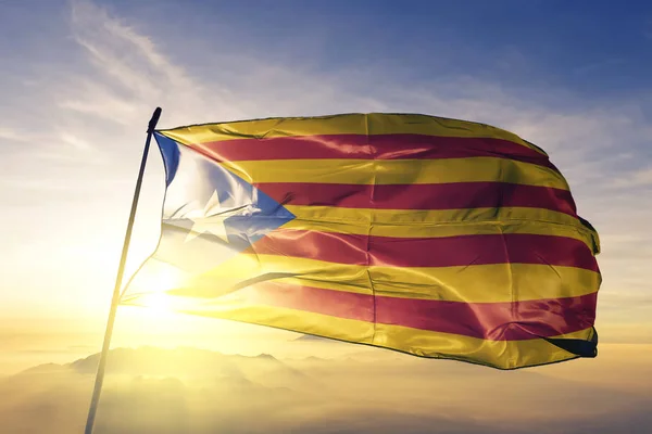 Estelada Catalogne République Catalane Indépendance État Mouvement Drapeau Tissu Textile — Photo