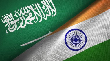 Suudi Arabistan ve Hindistan bayrakları birlikte ilişkiler Tekstil Kumaş kumaş doku