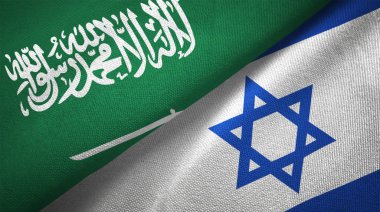 Suudi Arabistan ve İsrail bayrakları birlikte ilişkiler Tekstil Kumaş kumaş doku