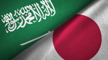Japonya ve Suudi Arabistan bayrakları birlikte ilişkiler Tekstil Kumaş kumaş doku