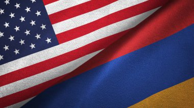 Amerika Birleşik Devletleri ve Ermenistan bayrakları birlikte tekstil kumaş, kumaş doku