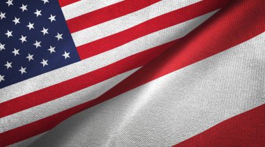Amerika Birleşik Devletleri ve Avusturya bayrakları birlikte tekstil kumaş, kumaş doku