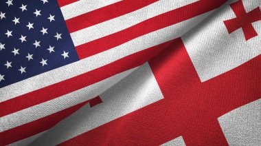 Amerika Birleşik Devletleri ve Gürcistan bayrakları birlikte tekstil kumaş, kumaş doku