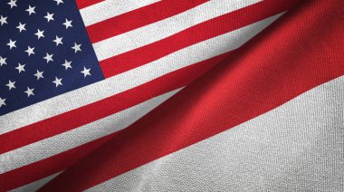 Amerika Birleşik Devletleri ve Endonezya bayrakları birlikte tekstil kumaş, kumaş doku
