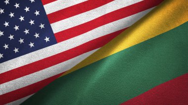 Amerika Birleşik Devletleri ve Litvanya bayrakları birlikte tekstil kumaş, kumaş doku