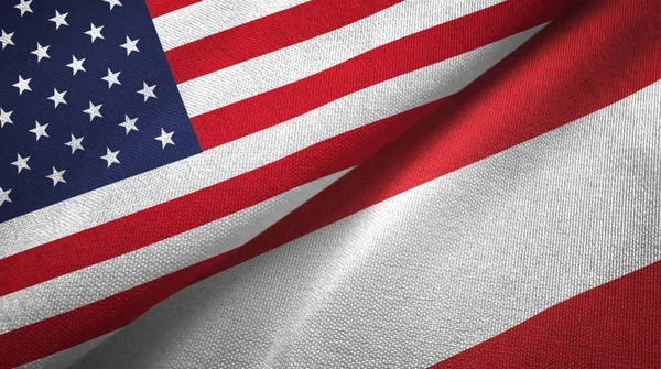 Amerika Birleşik Devletleri ve Avusturya bayrakları birlikte tekstil kumaş, kumaş doku