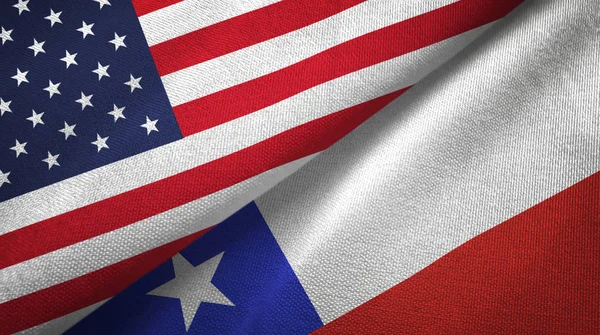 United States and Chile flags together textile cloth, fabric texture