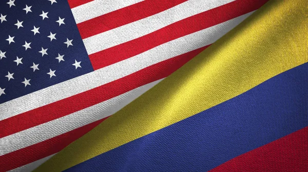 Sverige Och Colombia Flaggor Grupp Textil Duk Tyg Textur — Stockfoto