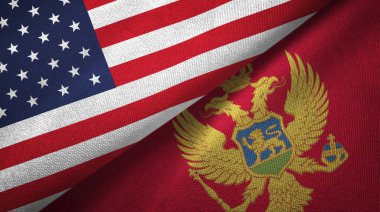 Amerika Birleşik Devletleri ve Karadağ bayrakları birlikte tekstil kumaş, kumaş doku